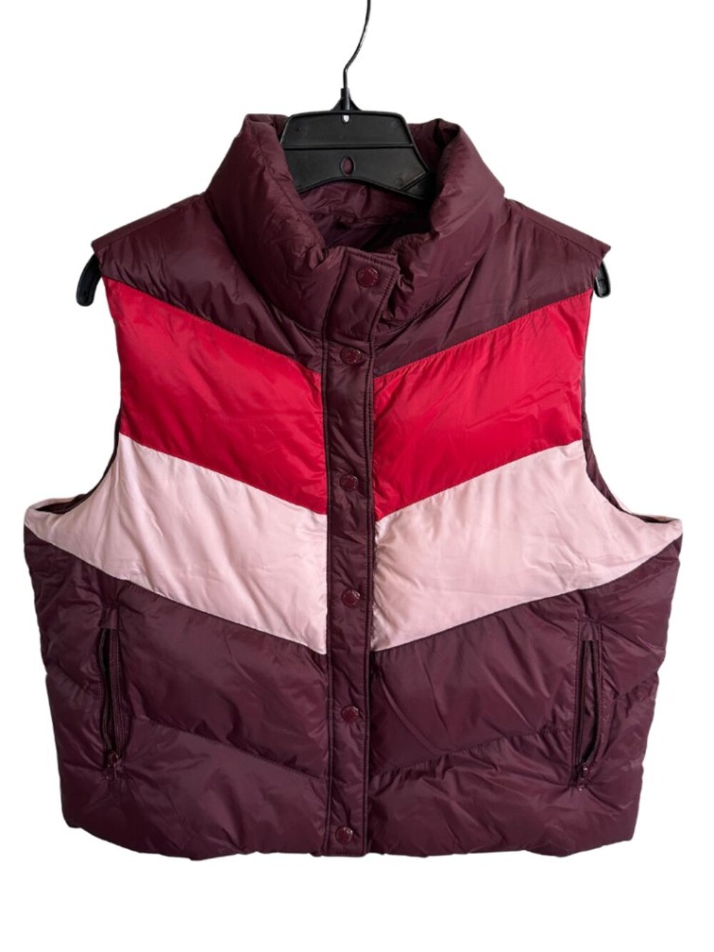 Old Navy Reissue Chevron Pink & Red Puffer Vest (Size Medium)